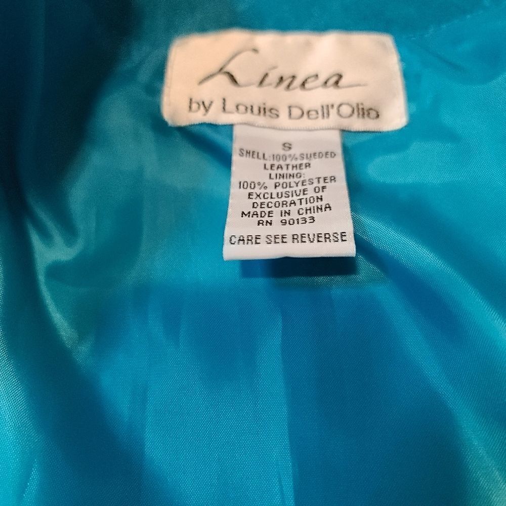 Linea Teal Leather Suede Jacket Small - Picture 6 of 7